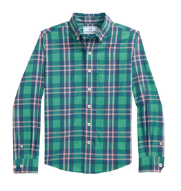 SOUTHERN TIDE BOYS VILLAGE BEACH PLAID SJ SPORT SHIRT-PERSIAN GREEN