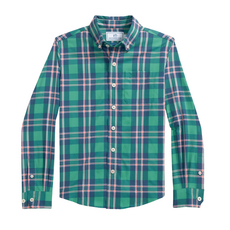 SOUTHERN TIDE BOYS VILLAGE BEACH PLAID SJ SPORT SHIRT-PERSIAN GREEN