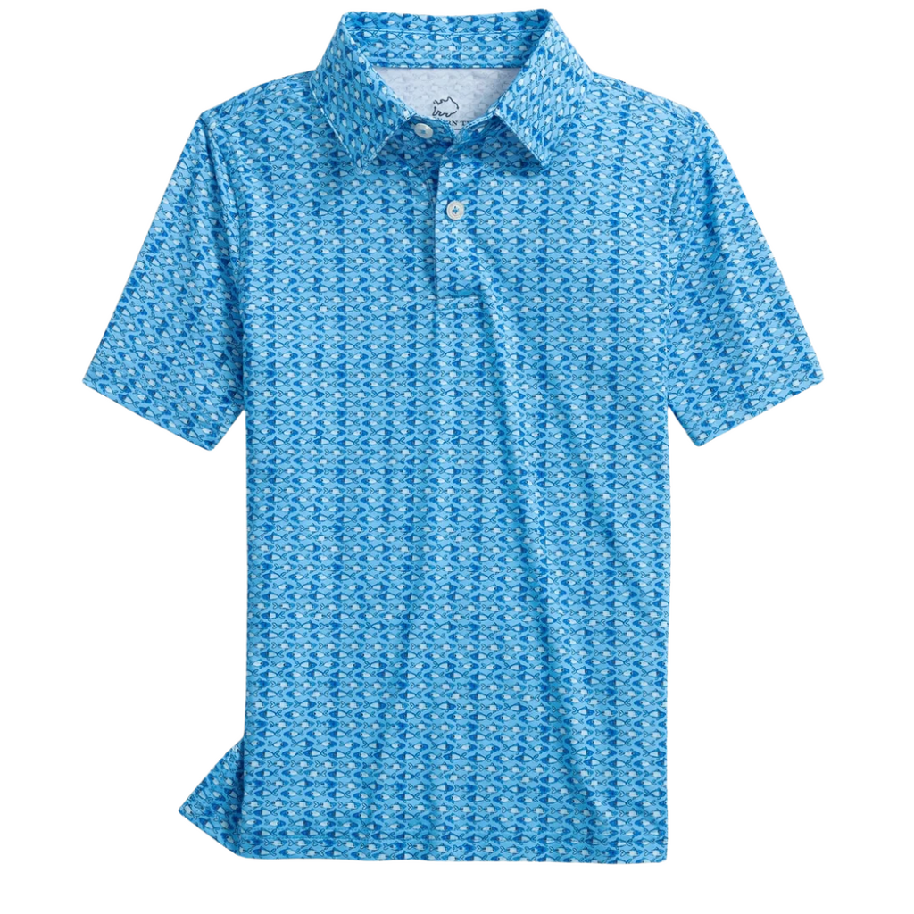 SOUTHERN TIDE BOYS DRIVER FISH PERFORMANCE POLO-OCEAN CHANNEL