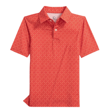 SOUTHERN TIDE BOYS DRIVER LOBSTER PERFORMANCE POLO-BURNT SIENNA
