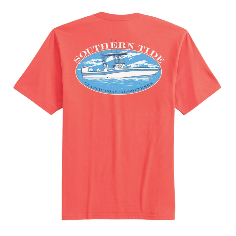 SOUTHERN TIDE BOYS SKIPJACK CENTER CONSOLE TEE-CORAL BEACH