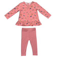 BABYSPROUTS GIRLS LONG SLEEVE PEPLUM SET-Butterfly Bloom