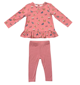 BABYSPROUTS GIRLS LONG SLEEVE PEPLUM SET-Butterfly Bloom