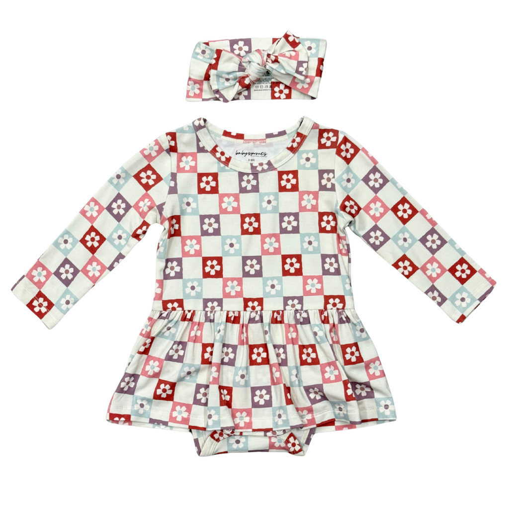 BABYSPROUTS BABY GIRL LONG SLEEVE BODYSUIT DRESS SET