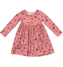 BABYSPROUTS GIRLS LONG SLEEVE HENLEY DRESS Butterfly Bloom