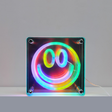 Neon Art Wall & Desk Sign-Smiley Face Multicolor