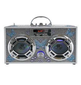Bluetooth Boombox & FM Radio-Butterfly Bling