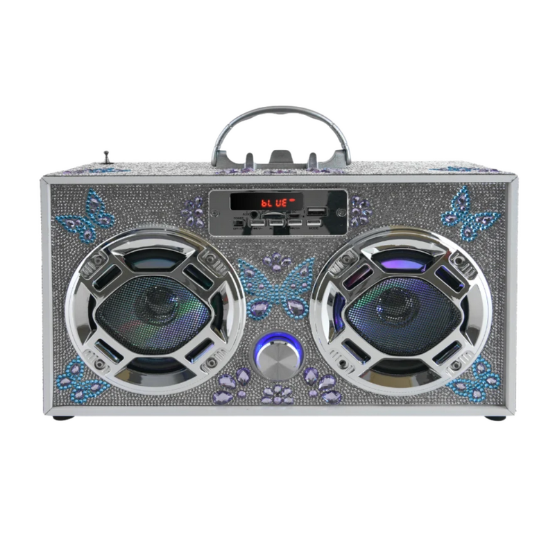Bluetooth Boombox & FM Radio-Butterfly Bling