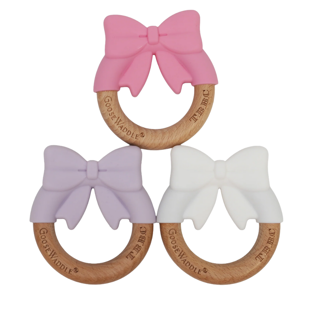 Bow Wooden & Silicone Teether (3-Pack)