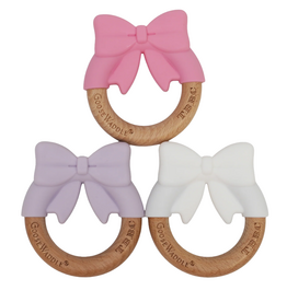 Bow Wooden & Silicone Teether (3-Pack)