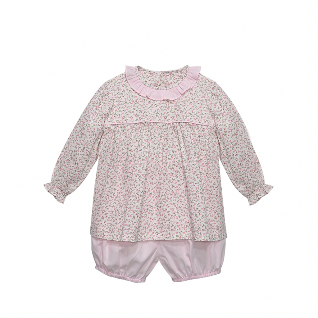 REMEMBER NGUYEN Pink Flowers Reagan Bloomer Set-Garden Whispers