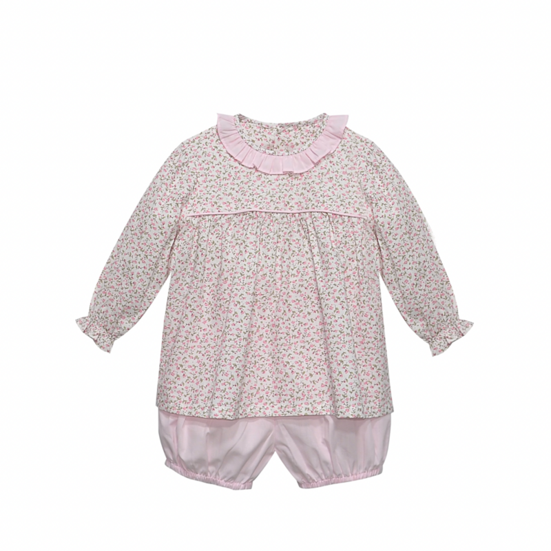 REMEMBER NGUYEN Pink Flowers Reagan Bloomer Set-Garden Whispers