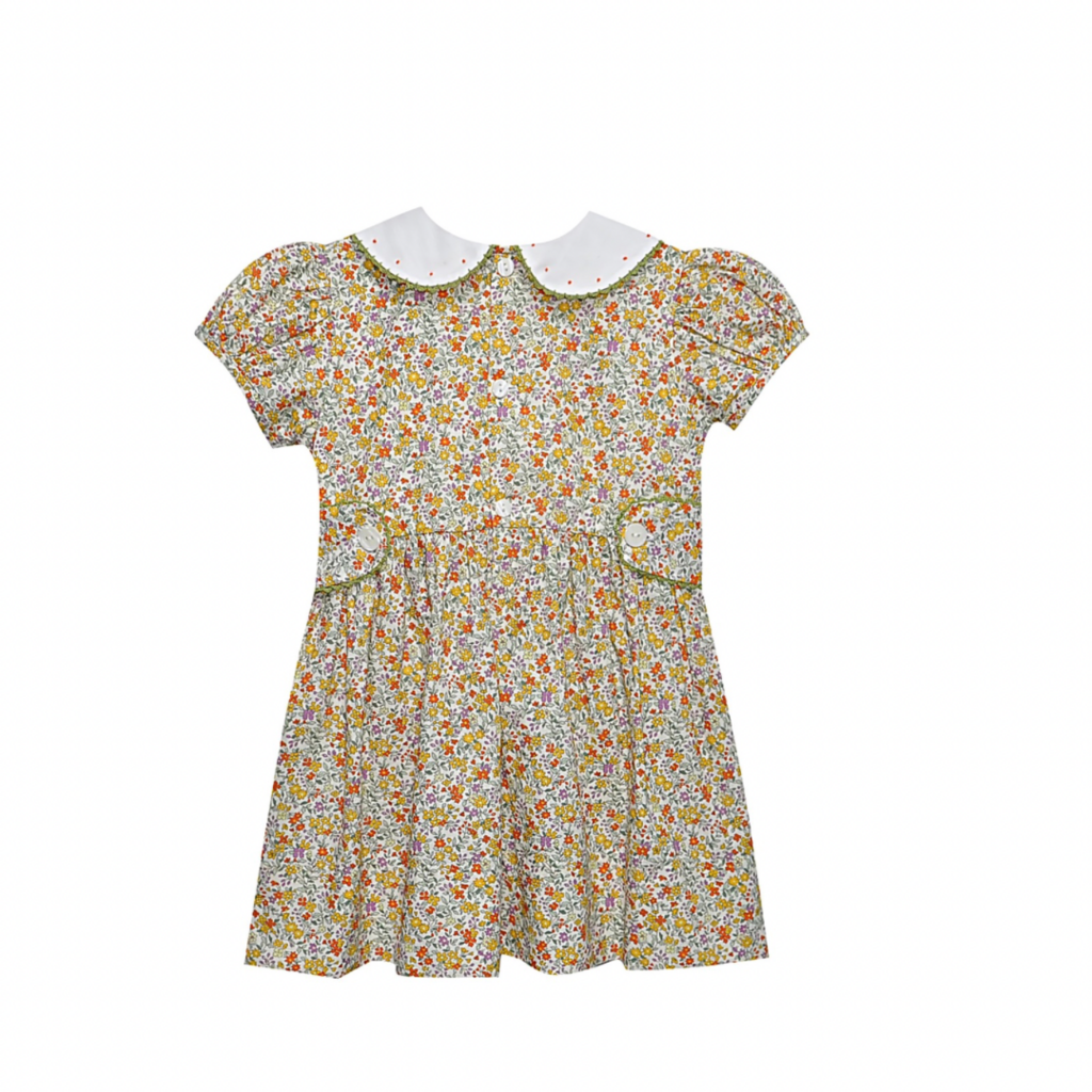 REMEMBER NGUYEN Yellow Flowers Kate Dress-Pumpkins