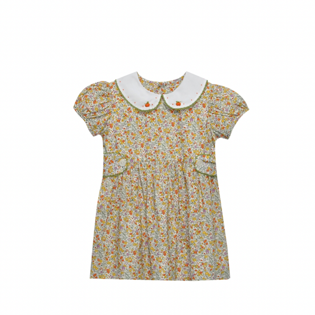 REMEMBER NGUYEN Yellow Flowers Kate Dress-Pumpkins