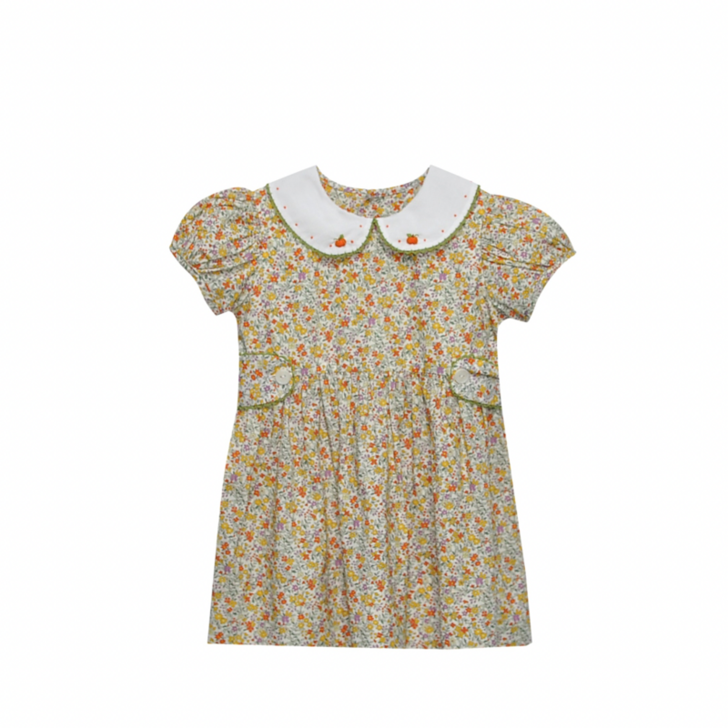REMEMBER NGUYEN Yellow Flowers Kate Dress-Pumpkins
