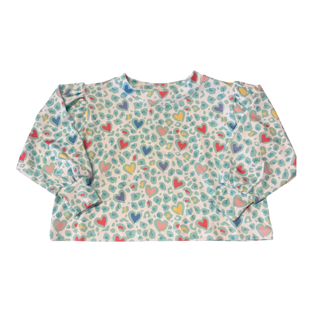 HONESTY Puff Sleeve Top-Hearts