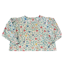 HONESTY Puff Sleeve Top-Hearts