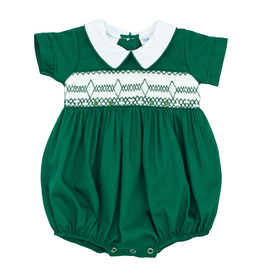 LULU BEBE NOAH- Green Smocked Bubble w/Collar