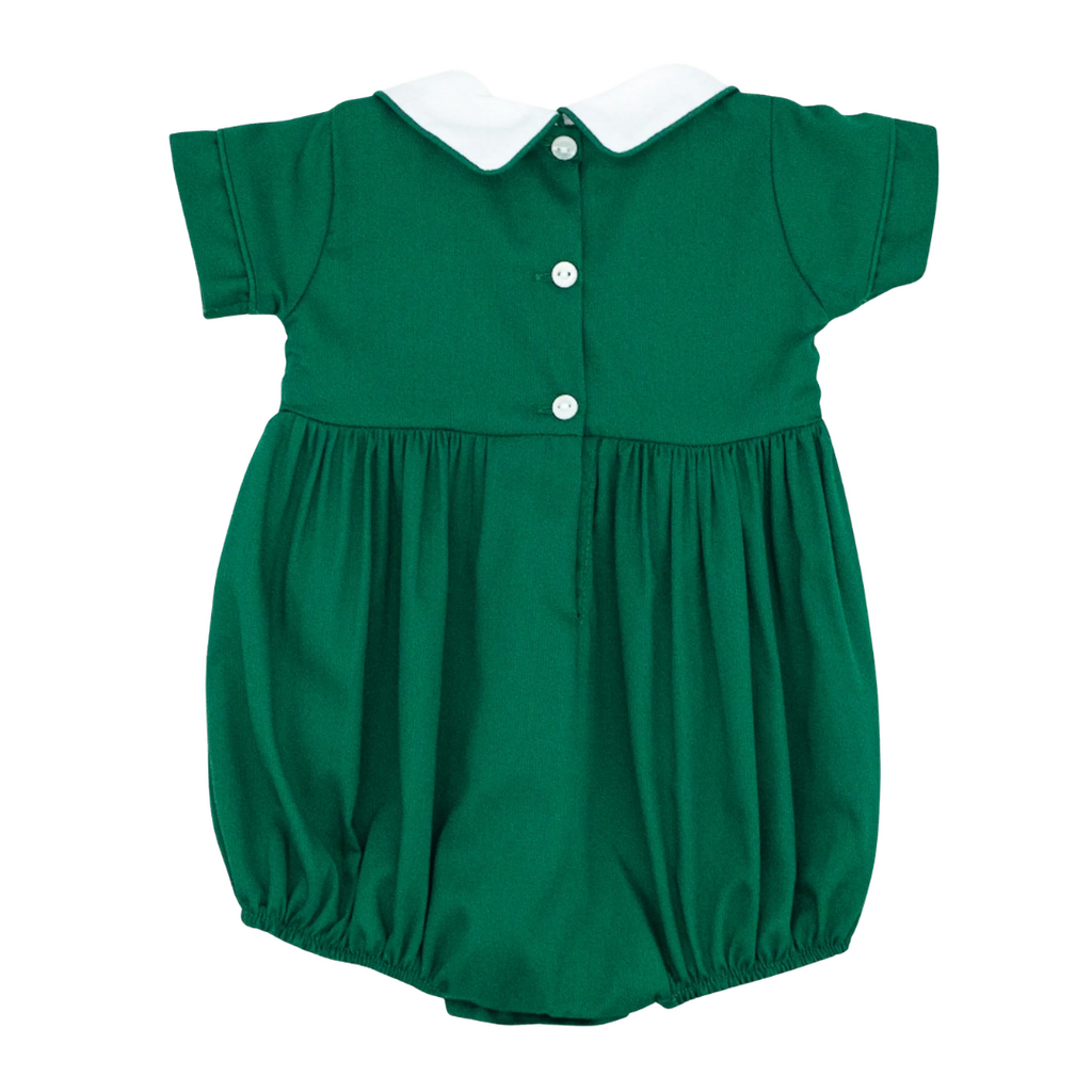 LULU BEBE NOAH- Green Smocked Bubble w/Collar