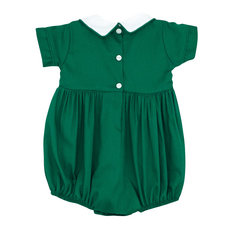 LULU BEBE NOAH- Green Smocked Bubble w/Collar