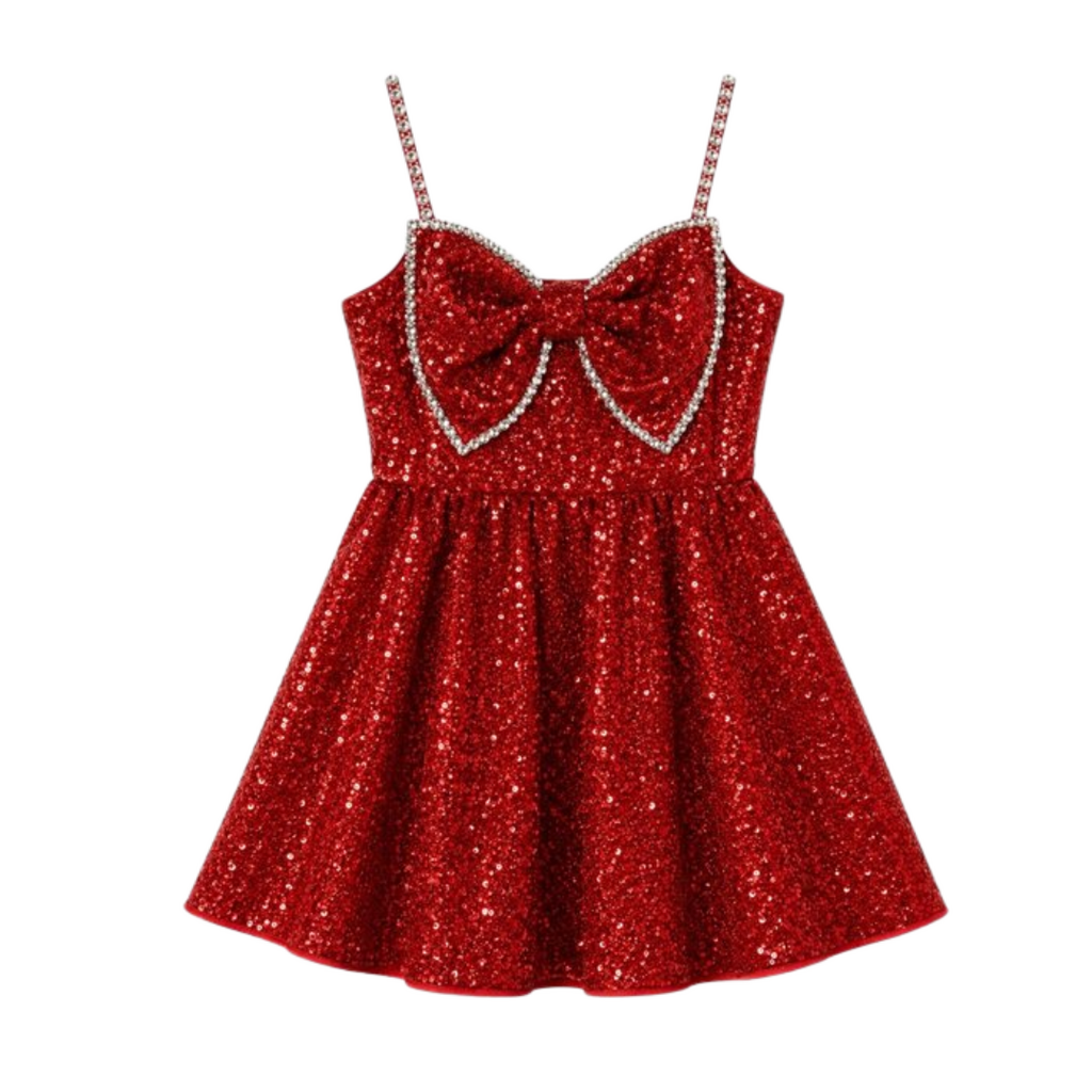 ROCKWILDE Red Sequin Bow Dress