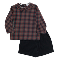 BAILEY BOYS BOY'S DURHAM W CHRISTMAS RED CORD-PIPED SHIRT w/ NAVY SHORTS