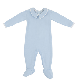 THE BEAUFORT BONNET COMPANY ROCK ME ROMPER- Ribbed Buckhead Blue/Worth Ave White