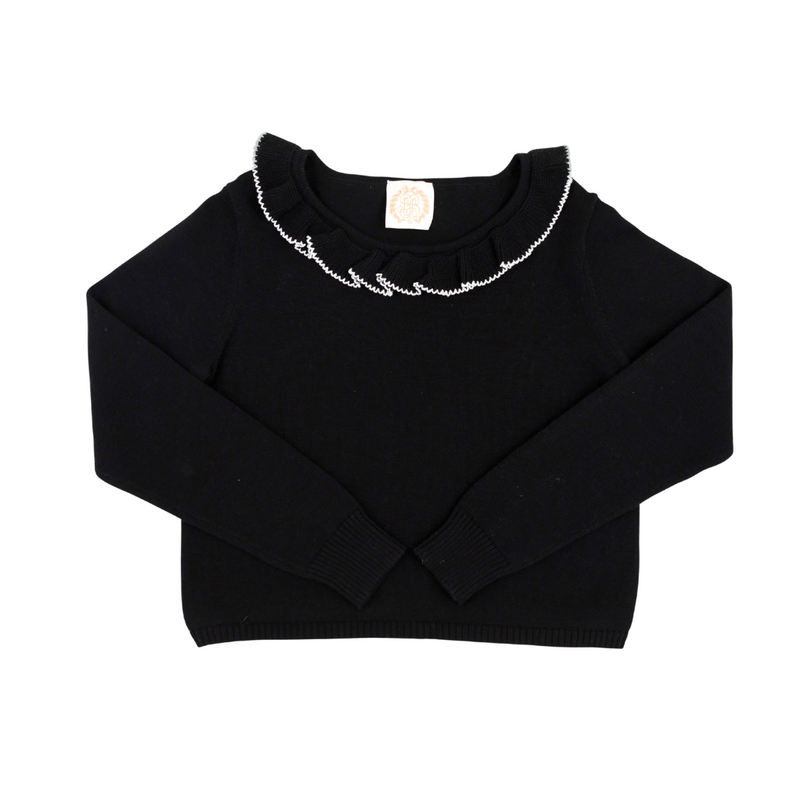 THE BEAUFORT BONNET COMPANY REECE RUFFLE SWEATER-Newport Night/Palmetto Pearl