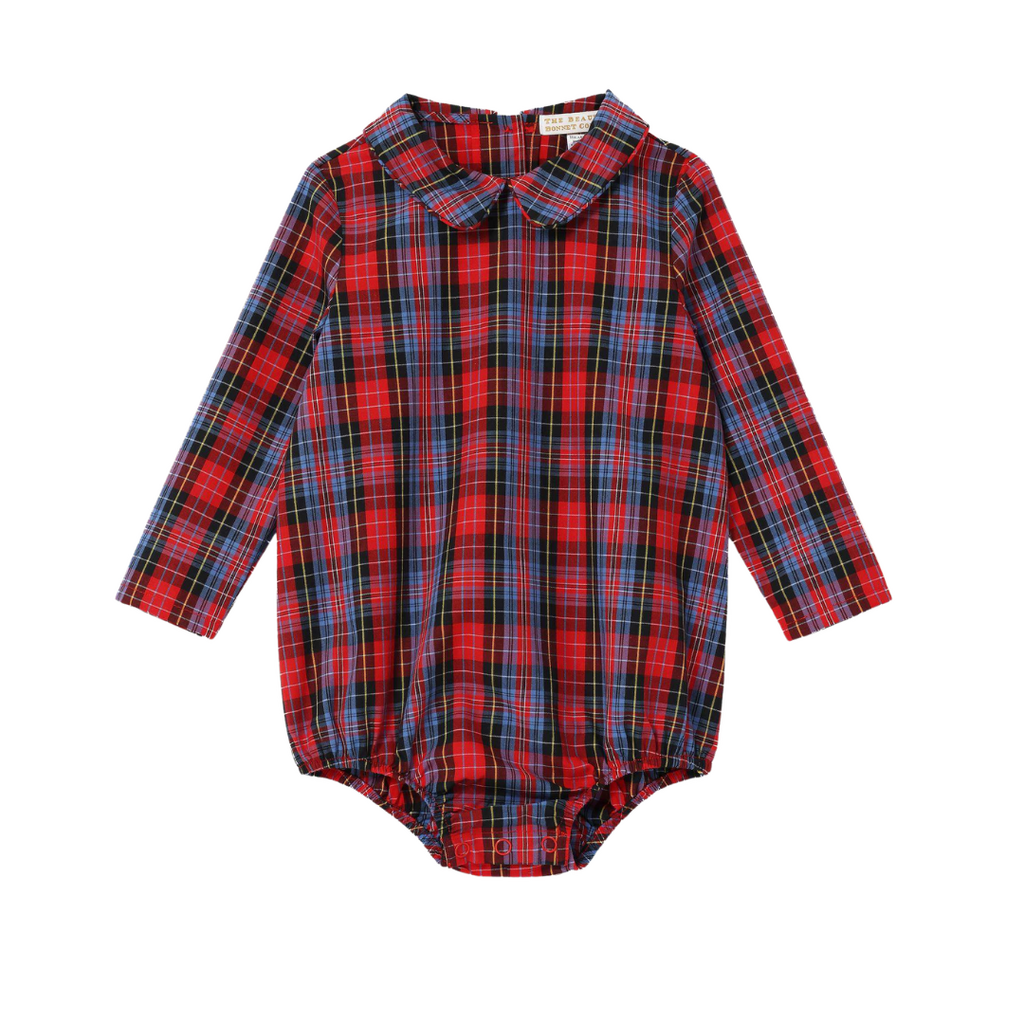 THE BEAUFORT BONNET COMPANY PETER PAN COLLAR ONESIE-WOVEN YARN-LS-Bucktown Tartan