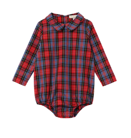 THE BEAUFORT BONNET COMPANY PETER PAN COLLAR ONESIE-WOVEN YARN-LS-Bucktown Tartan
