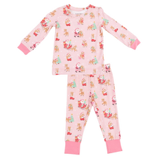 ANGEL DEAR Vintage Reindeer & Santa Pink - Long Sleeve Lounge Set