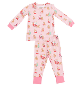 ANGEL DEAR Vintage Reindeer & Santa Pink - Long Sleeve Lounge Set