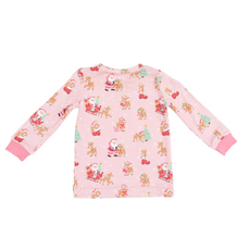 ANGEL DEAR Vintage Reindeer & Santa Pink - Long Sleeve Lounge Set