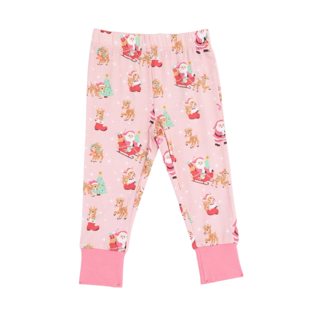 ANGEL DEAR Vintage Reindeer & Santa Pink - Long Sleeve Lounge Set