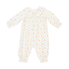 ANGEL DEAR Pretty Pumpkin Trellis - Smocked Long Sleeve Romper