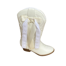 MIA Ivory Lace & Ribbon Cowgirl Boot