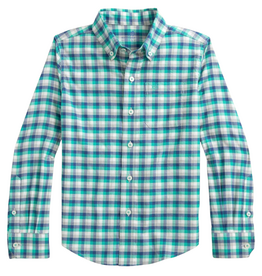 SOUTHERN TIDE Boys Diamond Cove Heather Skipjack Sport Shirt-Heather Persian Green
