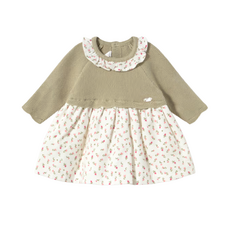 Newborn Girl Knit Dress-Bay Leaf