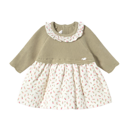 Newborn Girl Knit Dress-Bay Leaf