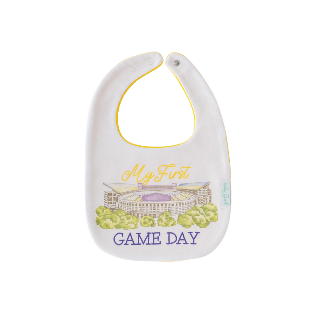 NOLA TAWK My First Game Day - LSU Organic Cotton Bib