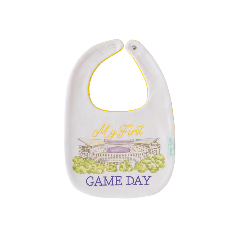 NOLA TAWK My First Game Day - LSU Organic Cotton Bib