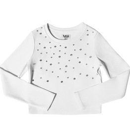 MIA NEW YORK Studded White Long Sleeve Top