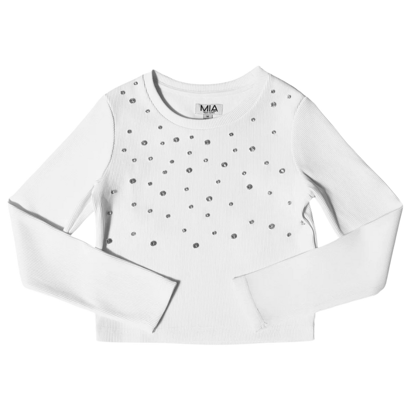 MIA NEW YORK Studded White Long Sleeve Top