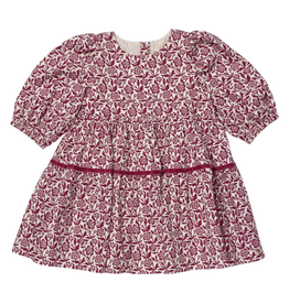 PINK CHICKEN Girls Maribelle Dress - Burgundy Climbing Floral