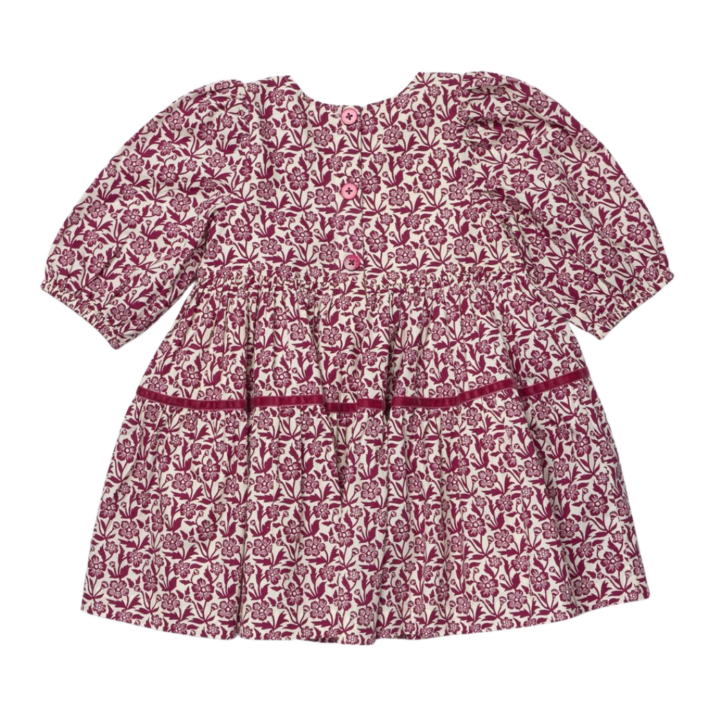 PINK CHICKEN Girls Maribelle Dress - Burgundy Climbing Floral