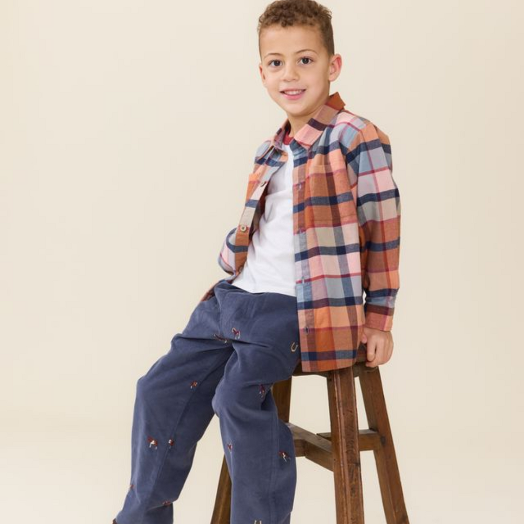 PINK CHICKEN Boys Long Sleeve Jack Shirt - Hayride Plaid