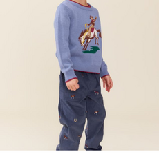 PINK CHICKEN Boys Jackson Pant - Navy Horse Embroidery