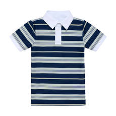 COURTSIDE KIDS Navy Retro Stripe Polo Shirt