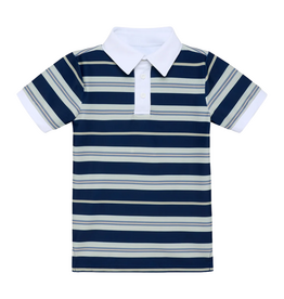 COURTSIDE KIDS Navy Retro Stripe Polo Shirt