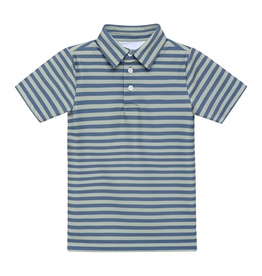 COURTSIDE KIDS Slate & Sage qb Stripe Polo Shirt